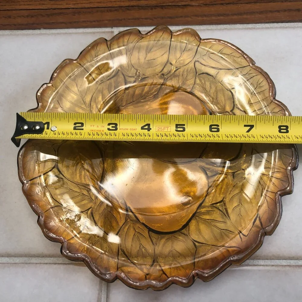 Indiana Glass Amber Pear Dish | Pressed Glass Fruit Pattern | Serving Plate